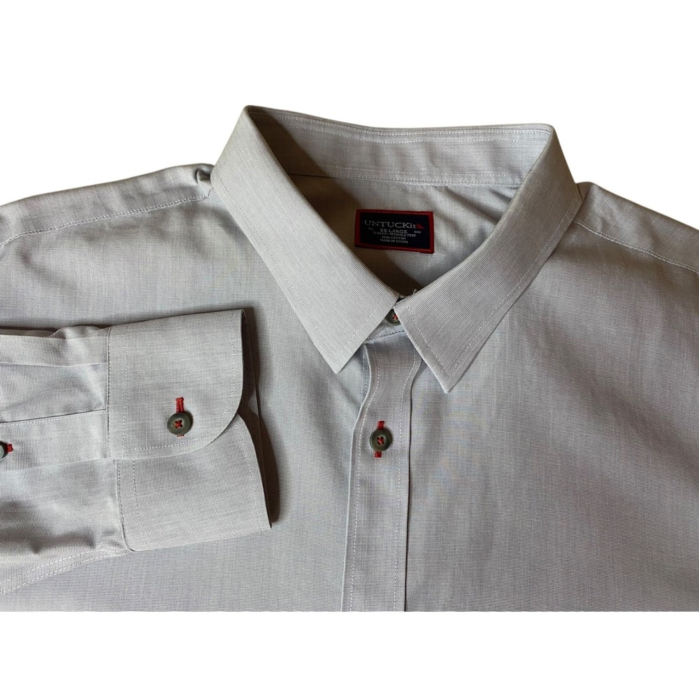 UNTUCKit Dress Shirt Mens 2XL Gray Slim Fit Long Sleeve Wrinkle Free Button Down